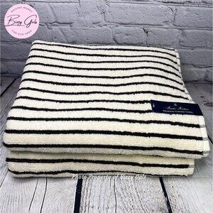 Brooks Brothers 2 Bath Towels Set Espresso Ivory Stripes